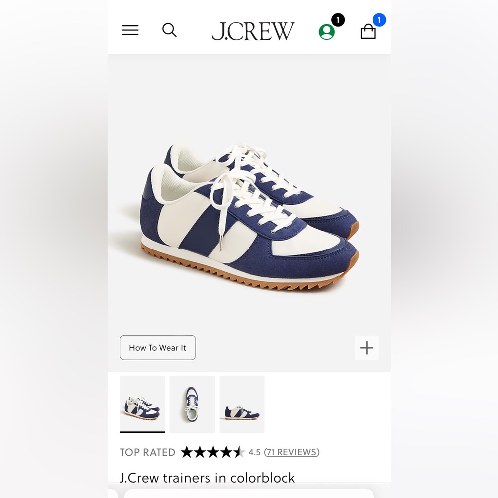 Jcrew trainers in colorblock. size 8.